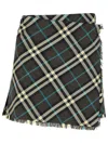 Burberry Check-pattern Wool Skirt In Green
