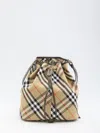 Burberry Small Bucket With Shoulder Strap Check In Brown