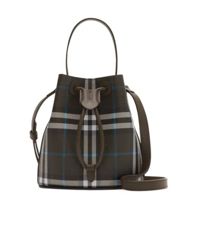 BURBERRY BURBERRY CHECKED DRAWSTRING BUCKET BAG