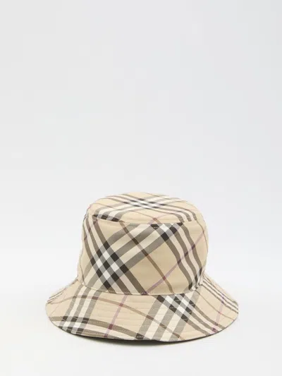 Burberry Check Bucket Hat In Beige