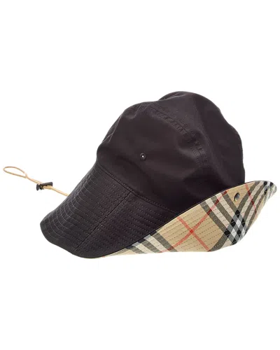 Burberry Check Bucket Hat In Black