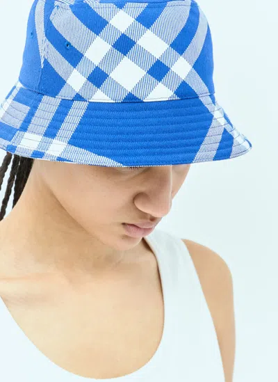 Burberry Check Bucket Hat In Blue