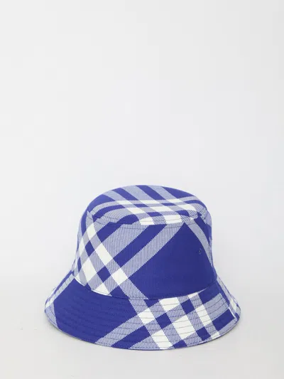 Burberry Check Wool-blend Bucket Hat In Blue