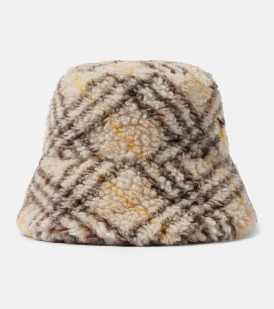 Burberry Check Bucket Hat In Blue