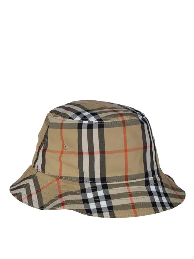 Burberry Check Bucket Hat For Kids In Sand
