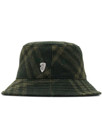 Burberry Check Bucket Hat In Green