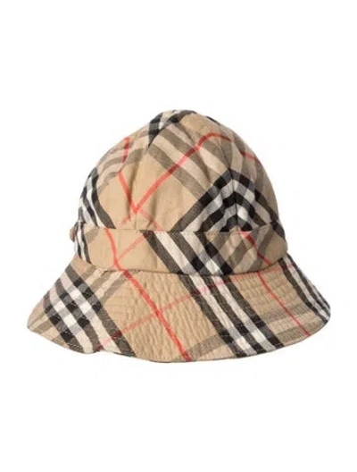 Pre-owned Burberry Check Bucket Hat In Neutral