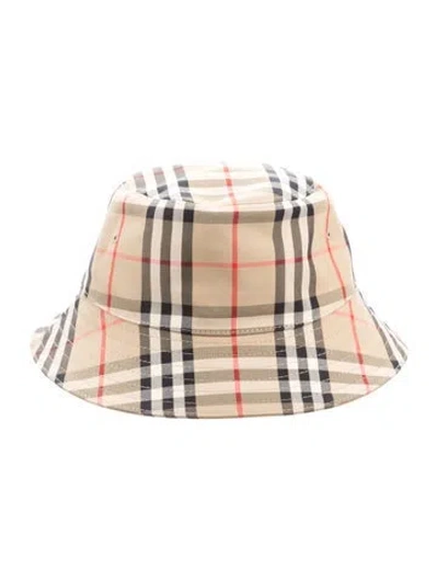 Pre-owned Burberry Check Bucket Hat In Neutrals
