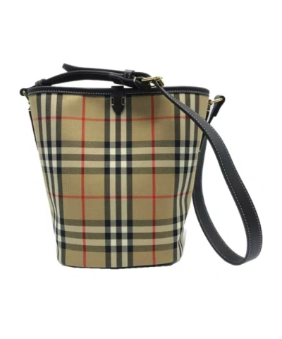 Burberry Check Bucket Shoulder Bag In Black