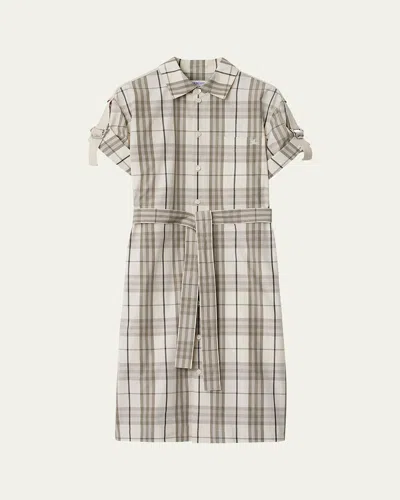 BURBERRY CHECK BUCKLE SHORT-SLEEVE SHIRTDRESS
