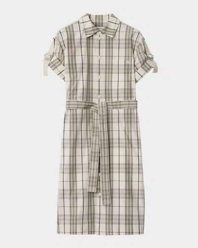 BURBERRY CHECK BUCKLE SHORT-SLEEVE SHIRTDRESS