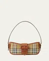 Burberry Canvas Sling Shoulder Bag With Checkered Pattern In Brown