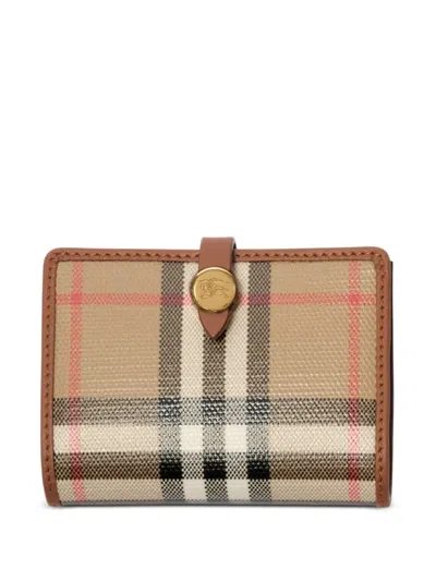 Burberry Check Business Card Case In Nude
