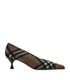 Burberry Checked Kitten Heel Pointed Toe Pumps In Nude