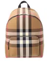 Burberry Check Canvas & Leather Backpack In Brown