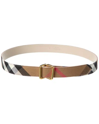 Burberry Check Canvas & Leather Belt In Multi