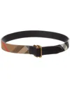 Burberry Check Canvas & Leather Belt In Black