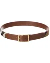 Burberry Check Canvas & Leather Belt In Brown