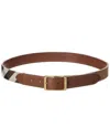 Burberry Check Canvas & Leather Belt In Brown