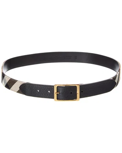 Burberry Check Canvas & Leather Belt In Multi