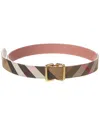 Burberry Check Canvas & Leather Belt In Multi