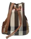 Burberry Check Canvas & Leather Bucket Bag In Brown