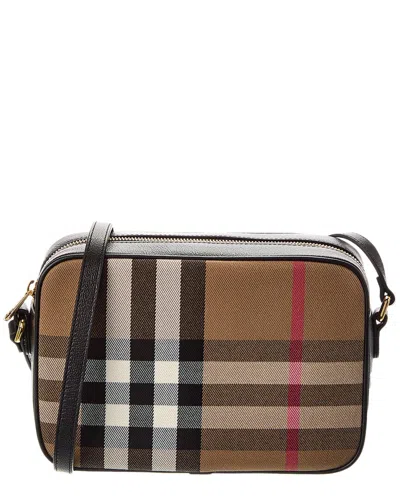 Burberry Check Canvas & Leather Camera Bag In Multi