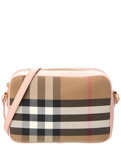Burberry Check Canvas & Leather Camera Bag In Brown