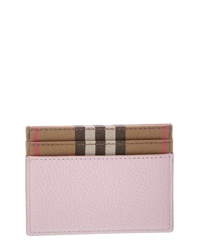 Burberry Check Canvas & Leather Card Case In Pink