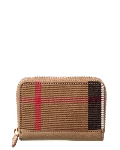 Burberry Check Canvas & Leather Coin Purse