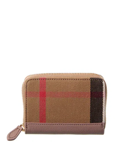 Burberry Check Canvas Coin Purse In Beige