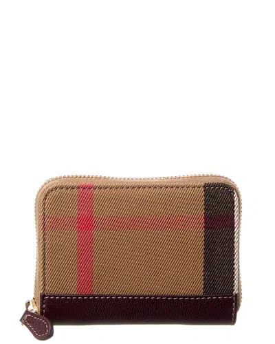 Burberry Check Canvas Coin Purse In Brown
