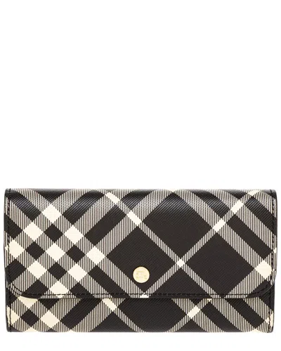 Burberry Check Continental Wallet In Black