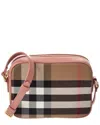 Burberry Check Canvas & Leather Crossbody In Pink