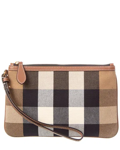 BURBERRY BURBERRY CHECK CANVAS & LEATHER POUCH