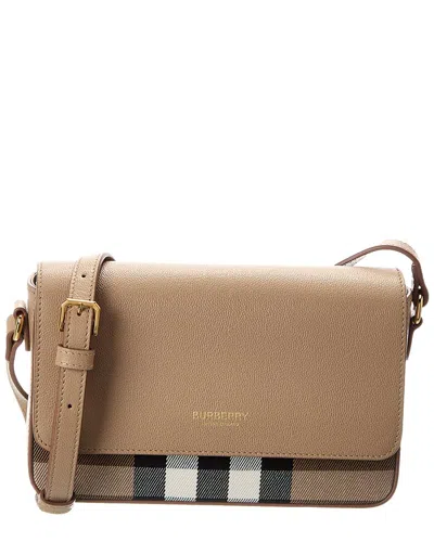 Burberry Check Canvas Shoulder Bag In Brown