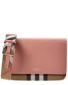 Burberry Check Canvas & Leather Shoulder Bag In Pink