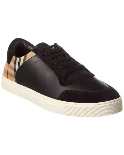 Burberry Men Black Leather And Fabric Sneakers