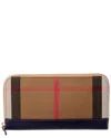 Burberry Large Canvas & Leather Zip Around Wallet