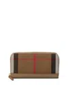 Burberry Check Canvas & Leather Zip Around Wallet In Brown