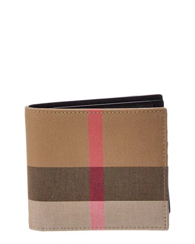 Burberry Check Canvas Bifold Wallet In Brown