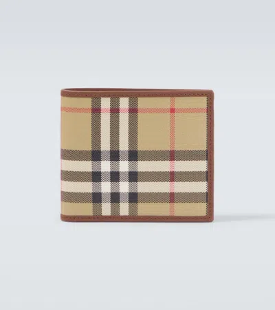 Burberry Check Canvas Bifold Wallet In Brown