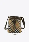 Burberry Women Embroidered Canvas Bucket Bag In Beige