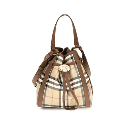 Burberry Check Canvas Bucket Bag In Beige
