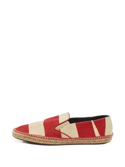Pre-owned Burberry Check Canvas Espadrille Flats In Red