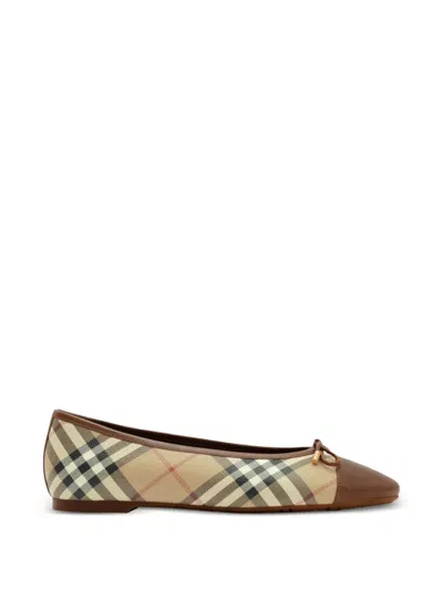 Burberry Check Canvas Highgate Ballerinas In Neutral