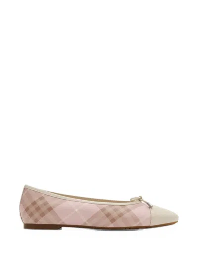 Burberry Check Canvas Highgate Ballerinas In Pink