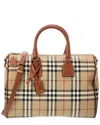Burberry Medium Bowling Bag With Check Pattern In Brown
