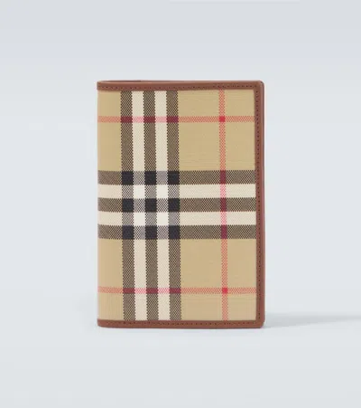 Burberry Check Canvas Passport Holder In Brown
