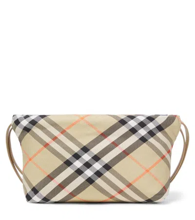 Burberry Kids'  Check Canvas Pouch In Neutral